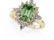 Emerald Cut Engagement Ring Setting for a Fancy Green Lab-Grown Diamond | Yellow Gold - Design NV-24790