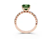 Fancy Green Asscher Cut Diamond Prong Set Engagement Ring Set in Rose gold with Round Accent Pavé Band