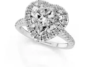 Heart-Shaped Halo Engagement Ring Setting | Tapered Band | Platinum