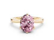 Oval Tapered Solitaire Engagement Ring Setting for a Fancy Pink Lab-Grown Diamond | Claw Prong Head | Yellow Gold