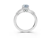 Oval Tapered Baguette Engagement Ring Setting for a Fancy Blue Lab-Grown Diamond | Sterling Silver