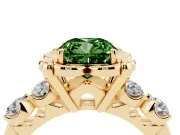 Cushion Cut Floral Engagement Ring Setting for a Fancy Green Lab-Grown Diamond | Petal Frame | Yellow Gold