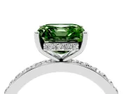 Fancy Green Asscher Cut Diamond Pavé Band Ring Set in White gold with Prong-Set Center Stone