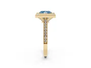 Princess Cut Vintage Milgrain Halo Engagement Ring Setting for a Fancy Blue Lab-Grown Diamond | Bezel Head | Yellow Gold