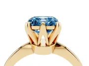 Asscher Cut Tapered Solitaire Engagement Ring Setting for a Fancy Blue Lab-Grown Diamond | Claw Prong Head | Yellow Gold