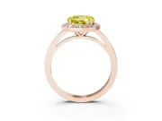 Round Thin Halo Low Profile Engagement Ring Setting for a Fancy Yellow Lab-Grown Diamond | Slim Plain Band | Rose Gold