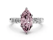 Fancy Pink Marquise Cut Diamond Five-Stone Prong Set Engagement Ring Set in Platinum with Channel Band