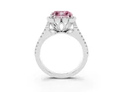 Asscher Cut Floral Halo Engagement Ring Setting for a Fancy Pink Lab-Grown Diamond | Pavé Split Shank | Sterling Silver