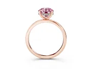 Round Micro-Prong Hidden Halo Engagement Ring Setting for a Fancy Pink Lab-Grown Diamond | Plain Band | Rose Gold