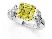 Asscher Cut Floral Vine Engagement Ring Setting for a Fancy Yellow Lab-Grown Diamond | White Gold
