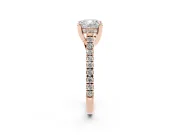 Cushion Cut Hidden Halo Pave Engagement Ring Setting | Claw Prongs | Rose Gold