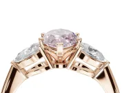 Marquise Three-Stone Ring Setting for a Fancy Pink Lab-Grown Diamond | Pear Side Stones | Rose Gold