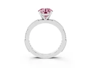 Round Vintage Pavé Engagement Ring Setting for a Fancy Pink Lab-Grown Diamond | Sterling Silver