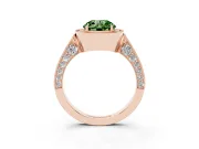 Round Milgrain Halo Engagement Ring Setting for a Fancy Green Lab-Grown Diamond | Side Stones | Rose Gold