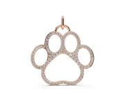 Round Lab-Grown Diamond Pavé Paw Print Pendant Necklace | Open Outline | Rose Gold