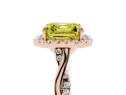 Asscher Cut Twist Halo Engagement Ring Setting for a Fancy Yellow Lab-Grown Diamond | Rose Gold