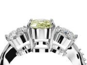 Cushion Cut Three Stone Engagement Ring Setting for a Fancy Yellow Lab-Grown Diamond | Tapered Pave Band | Platinum