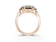 Radiant Cut Halo Engagement Ring Setting for a Fancy Green Lab-Grown Diamond | Graduated Channel Band | Rose Gold
