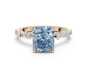 Radiant Cut Pavé Solitaire Engagement Ring Setting for a Fancy Blue Lab-Grown Diamond | Alternating Accents | Rose Gold