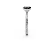 Fancy Black Emerald Cut Diamond Solitaire Milgrain Engraved Band Set in White gold with Prong Setting