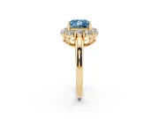 Princess Cut Graduated Milgrain Halo Engagement Ring Setting for a Fancy Blue Lab-Grown Diamond | Yellow Gold