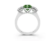 Cushion Cut Three Stone Engagement Ring Setting for a Fancy Green Lab-Grown Diamond | Basket Prong Heads | Platinum