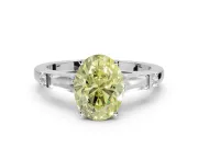 Oval Tapered Baguette Engagement Ring Setting for a Fancy Yellow Lab-Grown Diamond | Sterling Silver