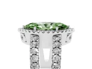 Fancy Green Marquise Cut Diamond Halo Ring Set in White gold with Pavé Split Shank and Prong Setting