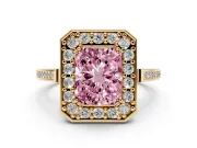 Radiant Cut Halo Engagement Ring Setting for a Fancy Pink Lab-Grown Diamond | Polished Halo Rim | Yellow Gold