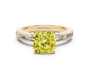 Cushion Cut Channel Set Engagement Ring Setting for a Fancy Yellow Lab-Grown Diamond | Yellow Gold