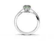 Cushion Cut Bypass Solitaire Engagement Ring Setting for a Fancy Green Lab-Grown Diamond | Sterling Silver