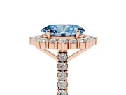 Oval Scalloped Halo Engagement Ring Setting for a Fancy Blue Lab-Grown Diamond | Single Row Pave | Rose Gold
