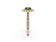 Fancy Green Cushion Cut Diamond Halo Milgrain Pavé Ring Set in Rose gold with Prong Setting