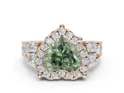 Heart-Shaped Halo Engagement Ring Setting for a Fancy Green Lab-Grown Diamond | Graduated Channel Band | Rose Gold