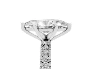 Marquise Cut Diamond Solitaire Ring Set in Platinum with Slim Pavé Band and Prong Setting