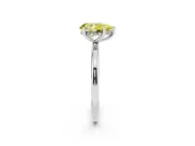 Fancy Yellow Pear Cut Diamond Solitaire Engagement Ring Set in White gold with Prong Setting and Polished Band