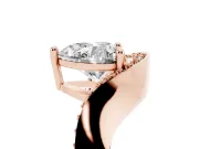 Heart-Shaped Bypass Solitaire Engagement Ring Setting | Pavé Ribbon | Rose Gold