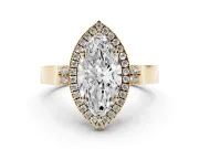 Marquise Halo Engagement Ring Setting | Pavé Panel Shoulders | Yellow Gold