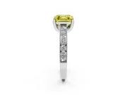Asscher Cut Hidden Halo Engagement Ring Setting for a Fancy Yellow Lab-Grown Diamond | Milgrain Pave | White Gold