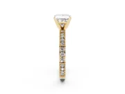 Princess Cut Diamond Solitaire Ring Set in Yellow gold with Slim Pavé Band and Prong Setting