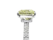 Radiant Cut Hidden Halo Engagement Ring Setting for a Fancy Yellow Lab-Grown Diamond | Pavé Band | Platinum