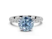 Round Pavé Engagement Ring Setting for a Fancy Blue Lab-Grown Diamond | Platinum - Design NV-24928