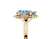 Pear-Shaped Halo Engagement Ring Setting for a Fancy Blue Lab-Grown Diamond | Plain Polished Band | Yellow Gold