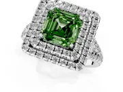 Asscher Cut Halo Split Shank Engagement Ring Setting for a Fancy Green Lab-Grown Diamond | Pavé Strands | Platinum