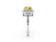 Princess Cut Halo Engagement Ring Setting for a Fancy Yellow Lab-Grown Diamond | Polished Halo Rim | Platinum