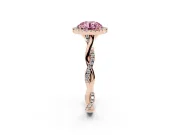 Round Halo Engagement Ring Setting for a Fancy Pink Lab-Grown Diamond | Pavé Twist Band | Rose Gold