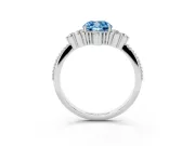 Cushion Cut Cluster Engagement Ring Setting for a Fancy Blue Lab-Grown Diamond | Sterling Silver