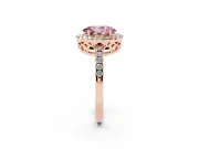 Oval Halo Engagement Ring Setting for a Fancy Pink Lab-Grown Diamond | Pavé Band | Rose Gold