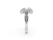 Pear Cut Diamond Twisted Band Solitaire Ring Set in Silver with Scroll Prongs