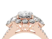 Radiant Cut Diamond Halo Split Shank Engagement Ring Set in Rose gold with Prong-Held Center Stone